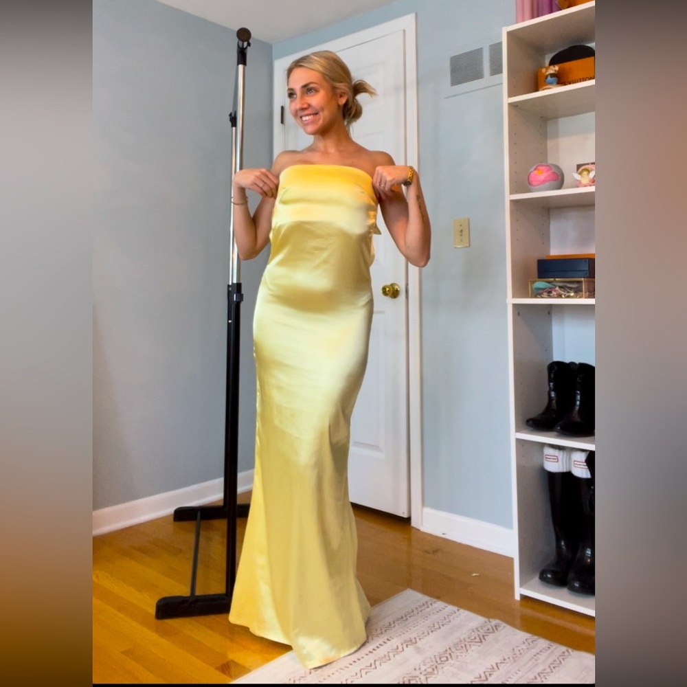 Yellow Satin Formal Dress
